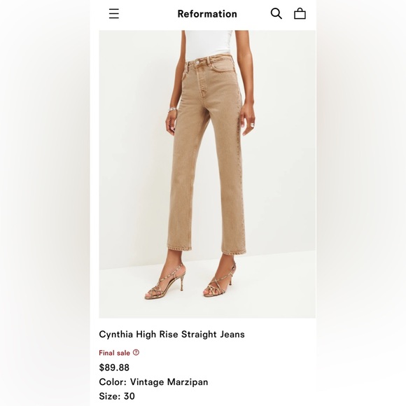 Reformation Cynthia High Rise Straight Jeans - Picture 1 of 2
